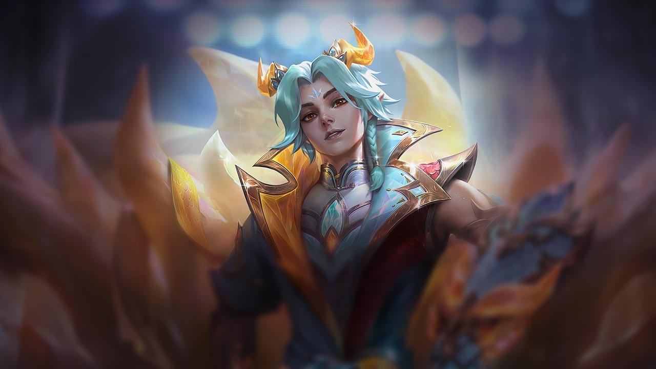 Splash-Art von Himmelsschuppen-Ezreal (Prestige)