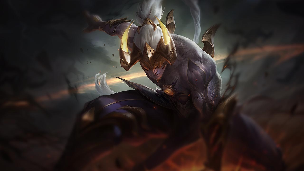 Splash-Art von Flammende Finsternis Lee Sin (Prestige 2022)