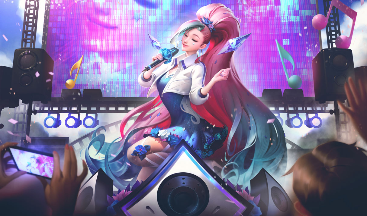 Splash-Art von K/DA ALL OUT Seraphine Rising Star