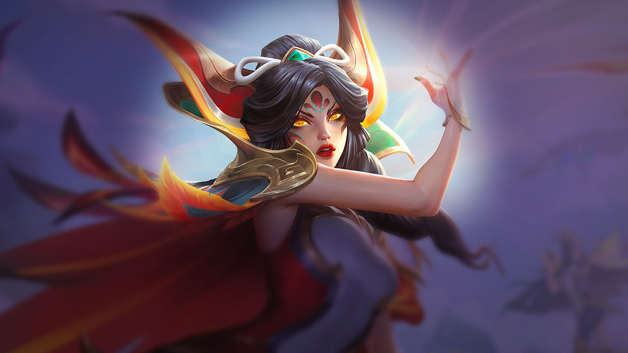 Splash-Art von Tapferer Phönix-Xayah