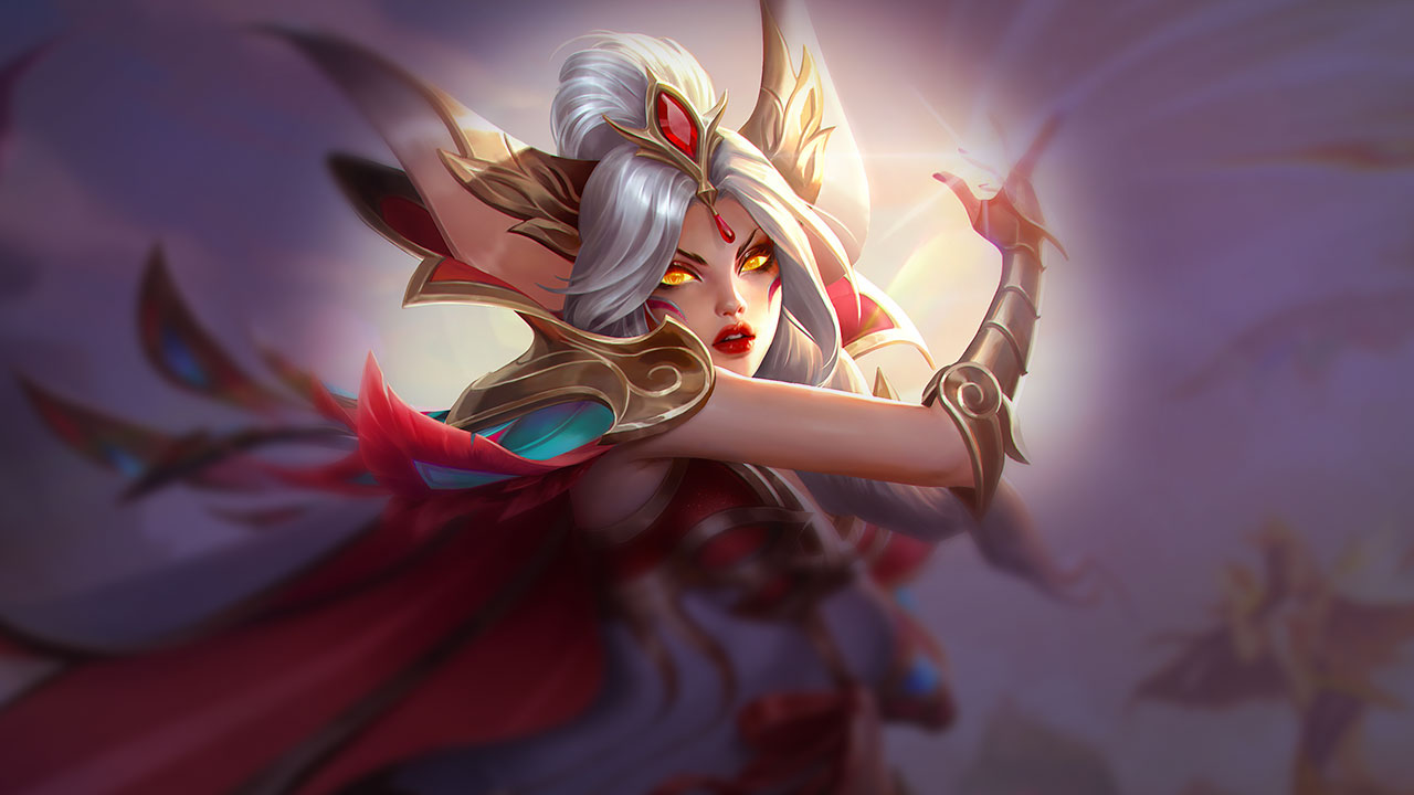 Splash-Art von Tapferer Phönix-Xayah (Prestige)